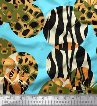 Синяя японская креп-атласная ткань Soimoi с принтом кожи зебры и леопарда, 42 дюйма по метрам 42 Inch Wide - Poly Crepe чёрный