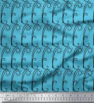 Синяя японская креп-сатиновая ткань Soimoi Blue с узором и абстрактным принтом, 42 дюйма по метрам 42 Inch Wide - Cotton Voile синий