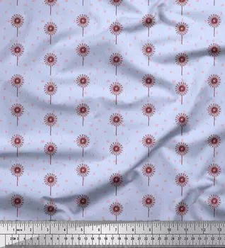 Синяя японская креп-сатиновая ткань Soimoi Blue с художественным цветочным принтом, 42 дюйма по метрам 42 Inch Wide - Cotton Voile синий