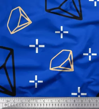 Синяя японская креп-сатиновая ткань Soimoi Blue с ромбовидным геометрическим принтом, ткань на метр, 42 дюйма 42 Inch Wide - Cotton Voile синий