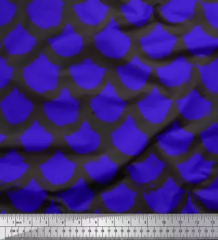 Синяя японская креп-сатиновая ткань Soimoi, кожа животных, декоративная ткань с принтом, 42 дюйма 42 Inch Wide - Cotton Voile синий