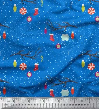 Синяя японская креп-сатиновая ткань Soimoi, носки и украшения, винтажная ткань с принтом по метрам, 42 дюйма 42 Inch Wide - Poly Crepe синий