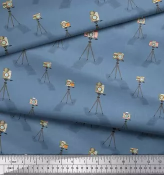 Синяя японская креп-сатиновая ткань Soimoi, подставка и модная ткань с принтом для камеры, 42 дюйма по метрам 42 Inch Wide - Poly Crepe зелёный