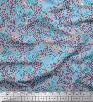 Синяя японская креп-сатиновая ткань Soimoi с цветочным и леопардовым принтом из кожи животных, 42 дюйма по метрам 42 Inch Wide - Poly Crepe чёрный