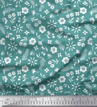 Синяя японская креп-сатиновая ткань Soimoi с цветочным принтом, ткань на метр, 42 дюйма 42 Inch Wide - Poly Crepe красный