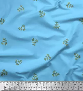 Синяя японская креп-сатиновая ткань Soimoi с принтом листьев герани, ткань на метр, 42 дюйма 42 Inch Wide - Cotton Voile синий