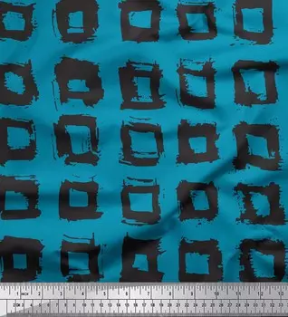 Синяя японская креп-сатиновая ткань Soimoi синего цвета с геометрическим принтом, ткань на метр, 42 дюйма 42 Inch Wide - Cotton Voile синий