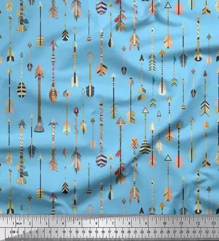 Синяя японская креп-сатиновая ткань Soimoi, ткань с этническим принтом Arrow, 42 дюйма по метрам 42 Inch Wide - Poly Crepe фиолетовый