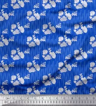 Синяя японская креп-сатиновая ткань Soimoi, ткань с художественным принтом цветов и точек, 42 дюйма по метрам 42 Inch Wide - Poly Crepe коричневый