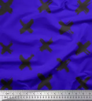 Синяя японская креп-сатиновая ткань Soimoi, ткань с абстрактным принтом, 1 метр, 42 дюйма 42 Inch Wide - Cotton Voile синий