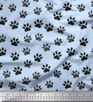 Синяя японская креп-сатиновая ткань Soimoi, трафарет с изображением льва и животным принтом, ткань по метрам, 42 дюйма 42 Inch Wide - Poly Crepe синий