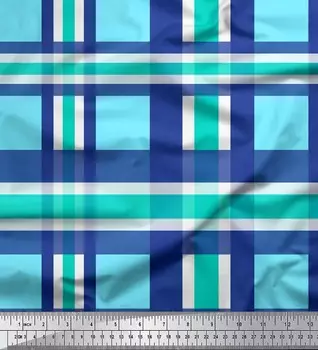 Синяя японская креп-сатиновая ткань Soimoi в клетку с принтом в клетку, 42 дюйма по метрам 42 Inch Wide - Poly Crepe чёрный