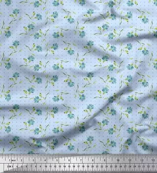 Синяя японская креп-сатиновая ткань Soimoi в горошек и фрезия с цветочным принтом, 42 дюйма по метрам 42 Inch Wide - Cotton Voile синий