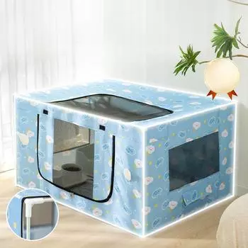 Синяя распечатанная собранная комната для родов для кошек, большое пространство, четырехсторонняя сетка, дышащая, принадлежности для послеоперационного восстановления для домашних животных и кошек S