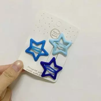 Синяя серия Заколка для волос Градиентный цвет Челка Боковые зажимы Металлическая защелка Заколка для волос Сердце Звезда Головной убор Сладкие аксессуары для волос