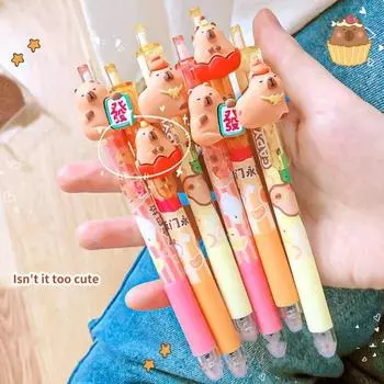 Синяя стираемая ручка Kawaii Cute Writing Pen Креативная гелевая ручка Capybara Канцелярские принадлежности random 1pc