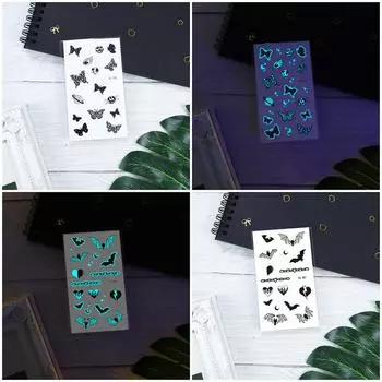 Синяя светящаяся татуировка-наклейка бабочка буква кошка светящаяся временная татуировка маленький палец запястье поддельная татуировка для женщин мужчин