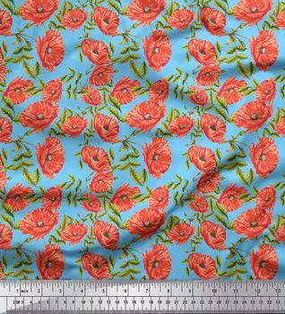 Синяя вискоза Soimoi с принтами на ткани с листьями и цветочными принтами шириной 56 дюймов по метрам 42 Inch Wide - Cotton Cambric лаванда синий