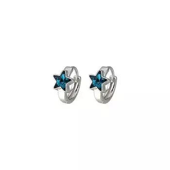 Синяя звезда пуговица уха свет роскошные нишевые высококачественные новые универсальные простые маленькие серьги