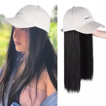 Синтетическая бейсболка, парик, белая кепка, наращивание волос, естественное соединение, регулируемая шляпа, парик, термостойкий парик для ежедневного использования