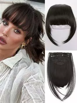 Синтетическая челка шпилька 10-дюймовая тонкая челка с бакенбардами для ежедневной женской челки 10inch