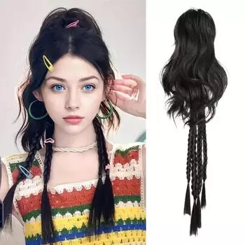 Синтетическая длинная коса для волос, хвост, булочка, боксерская коса, парик, зажим для волос, половина хвоста, наращивание волной воды для женской одежды 60cm