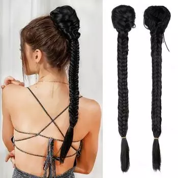 Синтетическая длинная коса XINRAN, наращивание парика в хвосте, термостойкое волокно для женщин, аксессуары для волос в виде косы