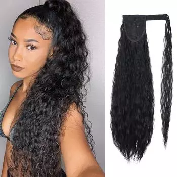 Синтетическая длинная кукурузная волнистая заколка для волос, обернутая на заколку для наращивания волос, хвостик