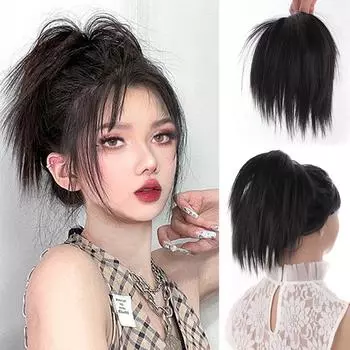 Синтетическая грязная булочка, прямые резинки для волос, булочка, шиньон, эластичная грязная резинка для волос для наращивания хвоста для женщин