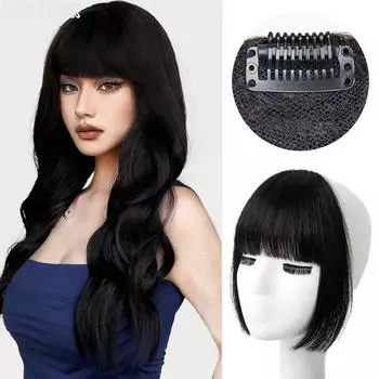 Синтетическая накладная челка XINRAN, 3D французская воздушная челка, наращивание, естественная длинная и широкая челка, невидимая имитация челки, кусок парика 20cm