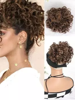 Синтетическая небрежная накладка для волос в виде пучка для женщин, 60 г, эластичная накладка на шнурок, свободная волна, вьющиеся волосы, накладка для волос для женщин, ежедневное использование