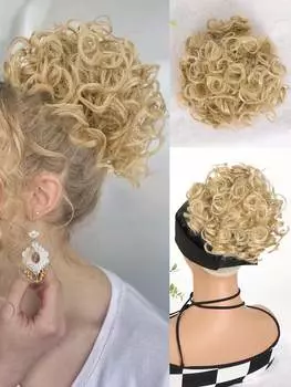 Синтетическая небрежная накладка для волос в виде пучка для женщин, 60 г, эластичная накладка на шнурок, свободная волна, вьющиеся волосы, накладка для волос для женщин, ежедневное использование 10inch