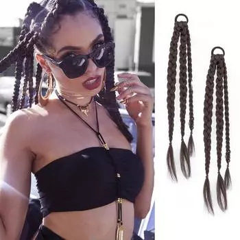 Синтетическая резинка для хвоста Bybrana, плетеная коса из жареного теста, наращивание волос, черные, коричневые женские различные стили