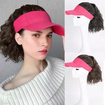 Синтетическая роза, красная шляпа, парик, солнцезащитная кепка, наращивание волос, вьющаяся женская мода, повседневная одежда, черные, коричневые, волнистые наращивание волос