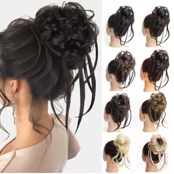 Синтетическая вьющаяся резинка для волос LISI HAIR шиньон с эластичной резинкой, наращивание хвостов в виде грязной булочки для женщин