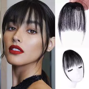 Синтетическая воздушная челка, термостойкие шиньоны для волос, женские натуральные короткие черно-коричневые заколки для волос для наращивания