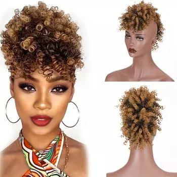 Синтетическая заколка для волос Mohawk в пучке Mohawk Kinkys вьющиеся волосы для черных женщин Косплей и вечерняя одежда 45cm