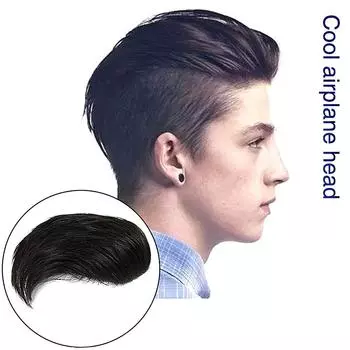 Синтетическая заколка для волос в виде парика, прямые волосы-топперы с челкой для мужчин, натуральный черный классический заусенец, модный самолет