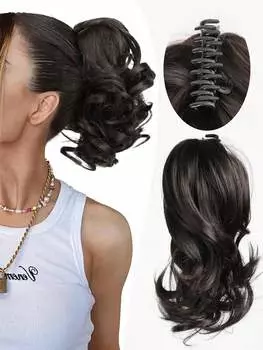 Синтетические 10-дюймовые заколки для наращивания хвоста, короткие свободные волнистые хвосты для наращивания волос Синтетические волосы для женщин для ежедневного использования 10inch