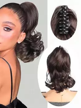 Синтетические 10-дюймовые заколки для наращивания хвоста, короткие свободные волнистые хвосты для наращивания волос Синтетические волосы для женщин для ежедневного использования 10inch