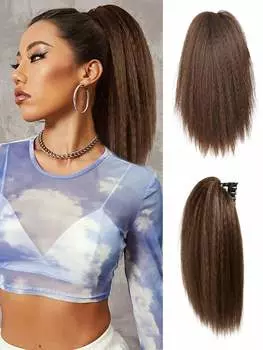 Синтетические 12-дюймовые конские хвосты на завязках для женщин, короткие, натуральные, светло-коричневые, яки, прямые, на завязках, на завязках, для наращивания волос 12inch