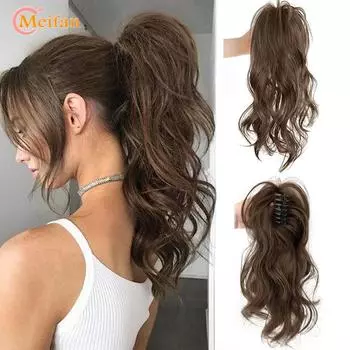 Синтетические 13-дюймовые зажимы для хвоста, наращивание волос, наращивание волос для женщин, вьющиеся волосы с водопадом, половина галстука, хвост принцессы