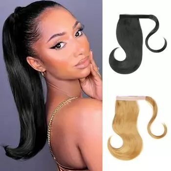 Синтетические 18-дюймовые заколки для наращивания прямых волос с конским хвостом, натуральные светлые термостойкие волосы в виде пони, накладные волосы 45cm