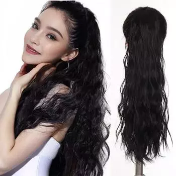 Синтетические 24-дюймовые длинные волнистые волосы для наращивания хвоста Волшебная паста термостойкая синтетическая обертка в парике с хвостиком Волосы для женщин и девочек