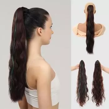 Синтетические 24-дюймовые зажимы для наращивания волос «конский хвост» Наращивание волос для женщин «конский хвост» накладные волосы