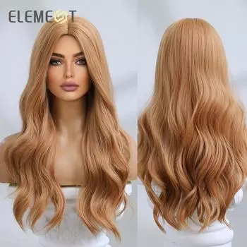 Синтетические элегантные модные длинные волнистые вьющиеся смешанные светлые парики для женщин термостойкие косплей вечерние повседневные парики