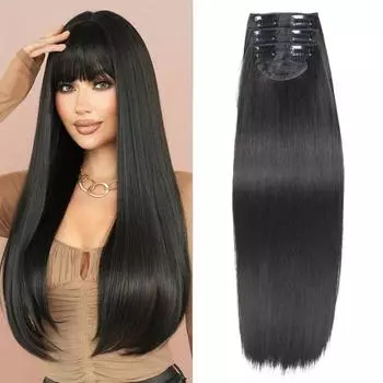 Синтетические длинные прямые черные парики для наращивания волос на заколках натуральные волосы для женщин косплей вечеринка одежда 60cm