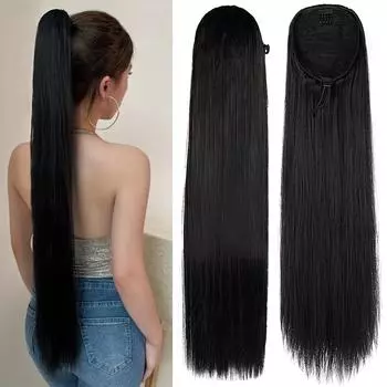 Синтетические длинные прямые накладные волосы-хвост с зажимом из натуральных волос, накладной хвост для женщин, повседневная одежда для косплея 70cm