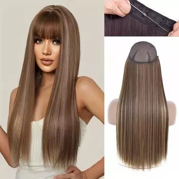 Синтетические длинные прямые невидимые накладные пряди для волос с секретной прозрачной леской для волос для женщин без зажима для волос 55cm