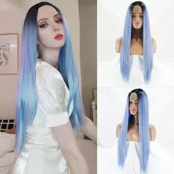 Синтетические длинные прямые парики XINRAN для женщин, синий парик для косплея, женские термостойкие светлые волосы, розовые натуральные черные парики 30inches